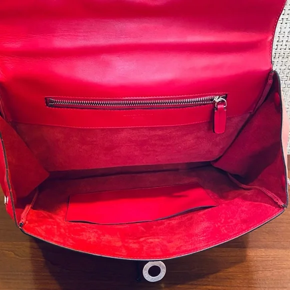 🌟10xHP🌟VTG 2000 NWOT Laurent Effel Red Kid Leather Satchel & Dog Collar Italy - Picture 5 of 15